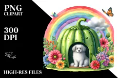 Watercolor Dog House with Vegetable | Sublimation | Clipart Product Image 2