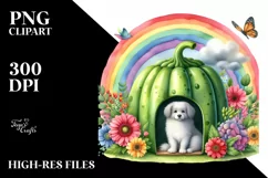Watercolor Dog House with Vegetable | Sublimation | Clipart Product Image 3