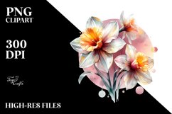 Glossy Watercolor Daffodil Clipart Product Image 3