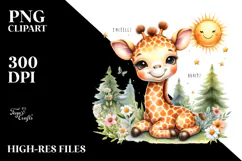 Adorable Baby Giraffe Smiling, PNG Product Image 2