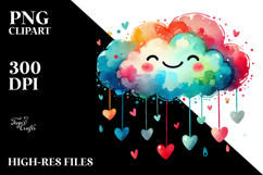 Simple Smiling Cloud with Hearts PNG Product Image 2