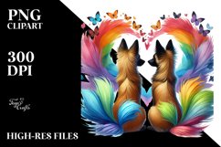 Cute Rainbow Malinois Holding Heart PNG Product Image 2