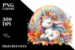 Colorful Autumn Unicorn PNG Product Image 1
