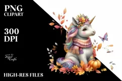 Colorful Autumn Unicorn PNG Product Image 1