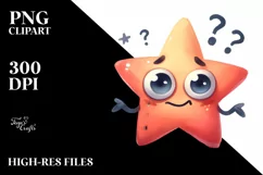 Funny Star Watercolor PNG Product Image 3