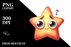 Funny Star Watercolor PNG Product Image 1