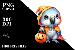 Adorable Baby Parrot with Halloween Costume, PNG Product Image 2