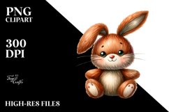 Colorful Brownish Plush Bunny | Sublimation | Clipart Product Image 1
