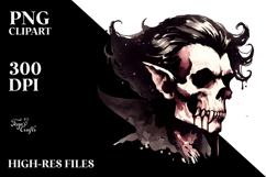 Cute Vampire Skull with Hair Ratatouille PNG Product Image 2