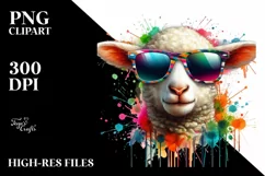 Quirky Colorful Lamb with Sunglasses Clipart Product Image 1