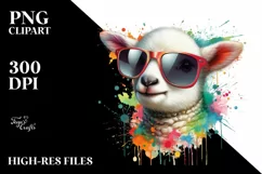 Quirky Colorful Lamb with Sunglasses Clipart Product Image 1