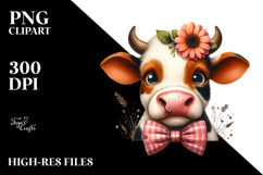 Funny Cow with Bow and Tie PNG Product Image 2