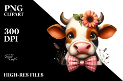 Funny Cow with Bow and Tie PNG Product Image 2