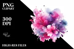 Colorful Magenta Watercolor Background with Stains Product Image 3