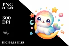 Colorful Smiling Baby Ribbon Seal | Clipart Product Image 1