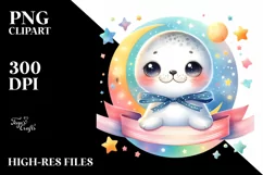Colorful Smiling Baby Ribbon Seal | Clipart Product Image 1