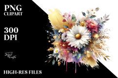 Golden Daisy Bouquet | Sublimation | Clipart Product Image 2