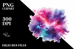 Colorful Magenta Watercolor Background with Stains Product Image 3