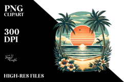 Vintage Tropical Beach Sunset Sublimation Product Image 2