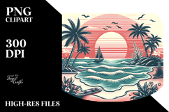 Vintage Tropical Beach Sunset Sublimation Product Image 2