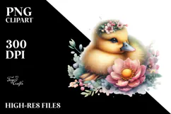 Digital Watercolor Baby Duck PNG Product Image 2