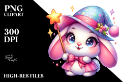 Smiling Bunny with Magic Wand PNG Product Image 2