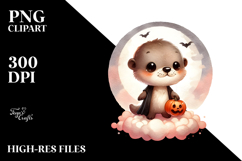 Retro Baby Otter on Cloud PNG Product Image 2