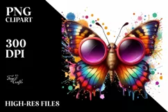 Colorful Butterfly Sunglasses Sticker | Clipart Product Image 3