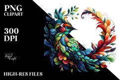 Vibrant Bird with Flowers PNG Product Image 1