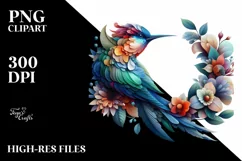 Vibrant Bird with Flowers PNG Product Image 3