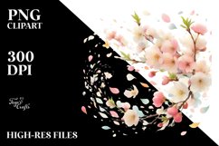 Tumbling Watercolor Flowers in Spring Wind | Clipart Product Image 1