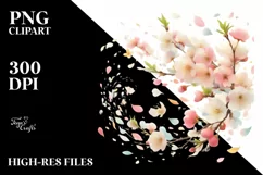 Tumbling Watercolor Flowers in Spring Wind | Clipart Product Image 1