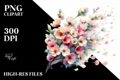 Tumbling Watercolor Flowers in Spring Wind | Clipart Product Image 1