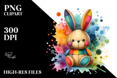 colorful Wooden Bunny, PNG Product Image 2