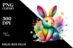 colorful Bunny Made of Wood, PNG Product Image 2