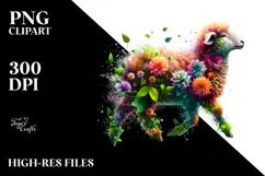 Abstract Lamb with Flowers, Transparent PNG Product Image 2