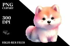 Cute Pastel Akita | Sublimation | Clipart Product Image 1