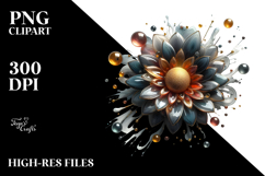 Abstract Glossy Sunflower Watercolor Splash PNG Product Image 2