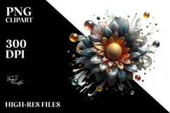 Abstract Glossy Sunflower Watercolor Splash PNG Product Image 2
