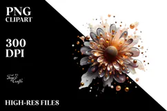 Abstract Glossy Sunflower Watercolor Splash PNG Product Image 2