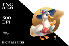 Penguin in Beachwear Watercolor PNG Product Image 2