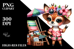 Cute Deer Big Eyes Dressed Beach |Sublimation |Clipart Product Image 2