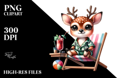 Cute Deer Big Eyes Dressed Beach |Sublimation |Clipart Product Image 2