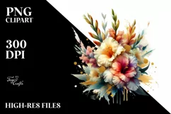 Vibrant Bouquet Gold Foil Gladiolus | Clipart Product Image 3