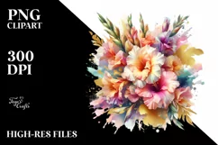 Vibrant Bouquet Gold Foil Gladiolus | Clipart Product Image 1