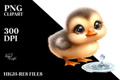 Digital Adorned Cute Baby Duck PNG Product Image 2