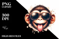 Funny Cute Monkey Sunglasses Tongue | Clipart Product Image 3