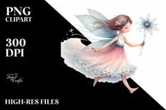 Washed Watercolor Whimsical Fairy Running, Transparent PNG Product Image 3