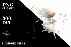 Washed Watercolor Whimsical Fairy Running, Transparent PNG Product Image 1
