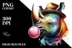 Colorful Rhino with Chewing Gum | Clipart Product Image 1